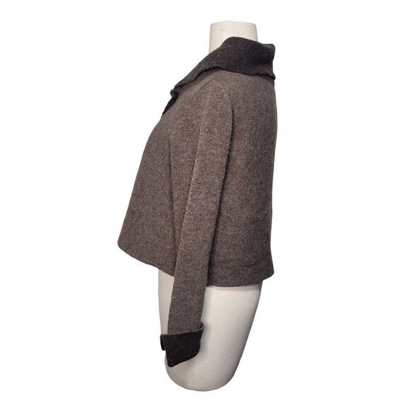 ChiaraMente Wrap Sweater Womens Size Medium Button Wool Blend Brown Made in Ital - Picture 3 of 11